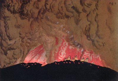 The Aphroessa and Georgios Lava Flows During an Eruption of the Santorini Volcano, Illustration from Etudes sur les Volcans, Engraved by Druck and Arnold by Julius or Jules Schmidt